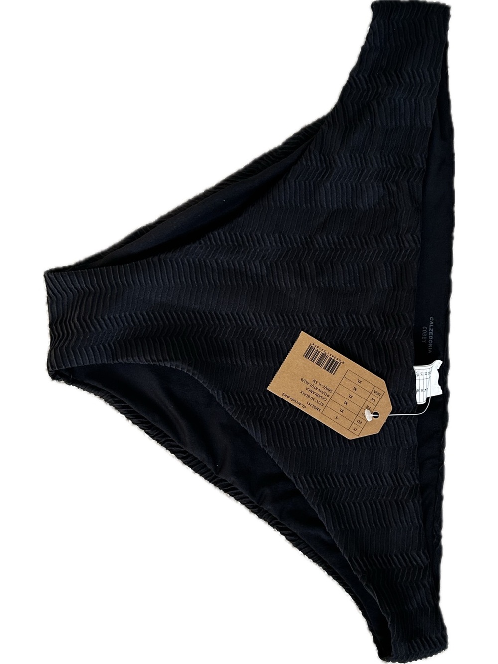 NWT Calzedonia Black Textured High-Cut Bikini Bottom - Women Swim XL
